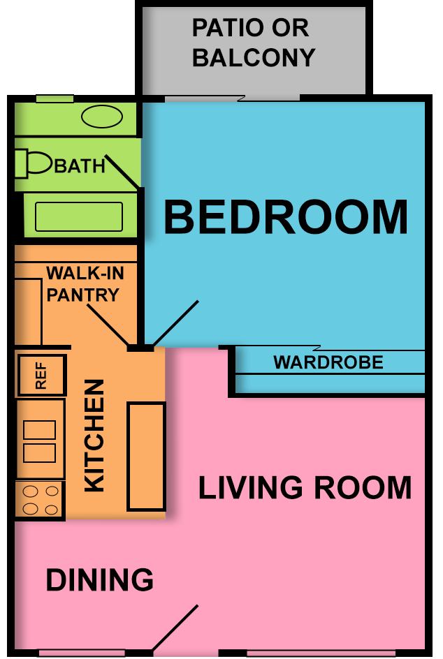 This image is the visual schematic floorplan representation of Plan A - of Silverado Apartments.